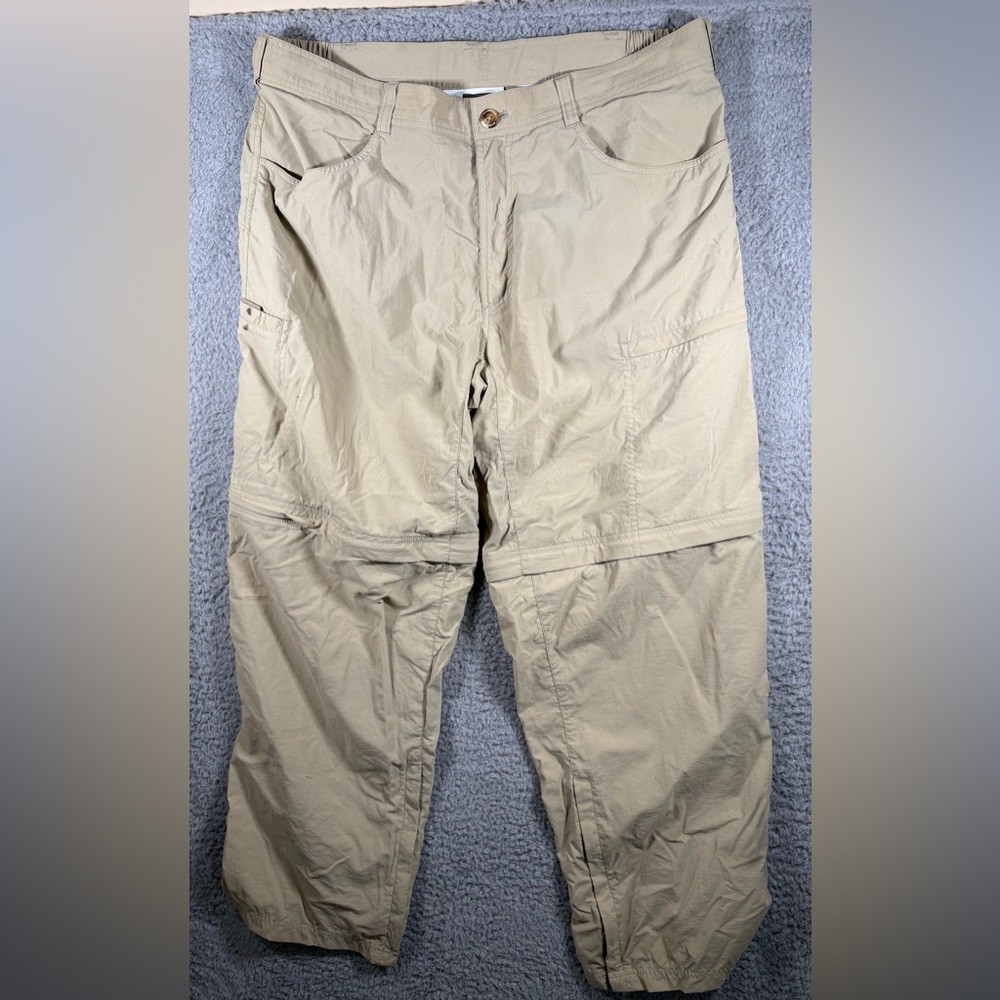 ExOfficio Insect Shield Zip Off Hiking Pants Mens 38x30 Khaki Convertible